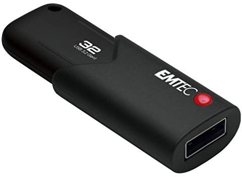 EMTEC Chiavetta USB 3.0 (3.2) Click Secure B120, memoria flash Drive da 32 GB, archiviazione esterna, lettura 100 Mb/S, Scrittura 20 Mb/S, con software AES260, colore: Nero