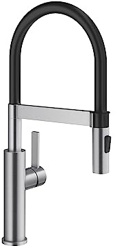 BLANCO SONEA-S Flexo | Kitchen Mixer tap in Solid Stainless Steel | High-Pressure | with Pull-Out Hose | Switch from Clear Jet to Spray Jet | Assured Water Quality & Water-Saving | [10x23.8x47.6 cm]