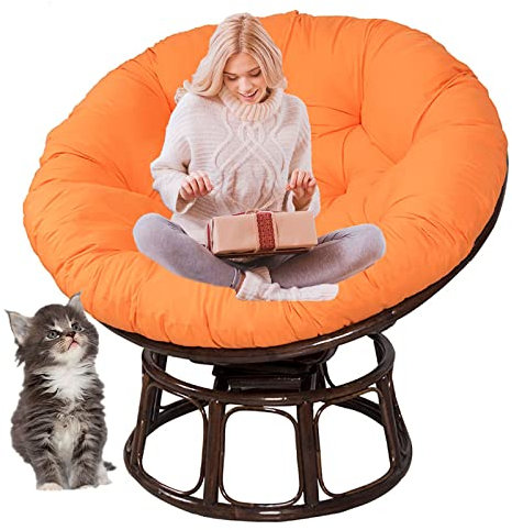SRHWBF Polster Für Papasansessel Auflage Papasan Stuhlkissen Dicke Runde Sitzpolsterung Bequeme Übergroße Liege Wicker Hanging Egg No Chair (Orange Ø150cm/59 in)