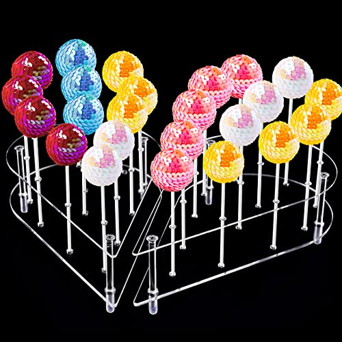 NiHome Cake Pop Ständer | 24 Löcher Acryl Herzform Cake Pop Stiele | Auslaufsicherer Cakepopständer für Hochzeit, Geburtstag, Party & Feier Dekoration