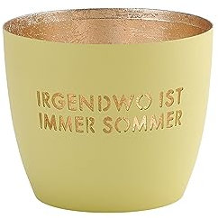 Gift Company [MM [W] Madras, Windlicht, M, Irgendwo ist Immer Sommer, pastellgelb/Gold