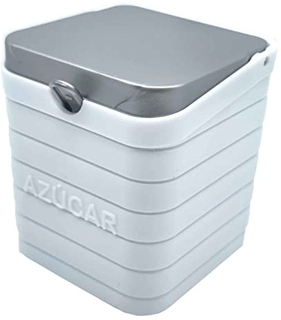 AC – Azucareros Cuadrados - Fabricado en Plástico – Apto para ser Usado como salero - 10,7 x 9,5 x 9,5 cm – Color Blanco con Tapa Gris