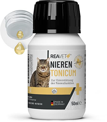 ReaVET Nieren Tonicum Katze 50ml – Unterstützung der Nierenfunktion & Harnwege – Flüssiges Ergänzungsfuttermittel für Katzen, natürlich & getreidefrei