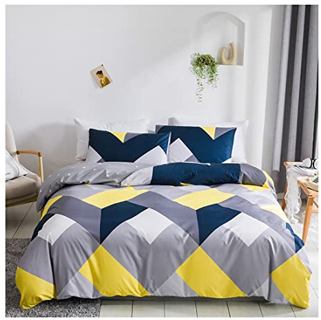 Set copripiumino stampato in coordinato, con copripiumino completamente reversibile, traspirante e contemporaneo, facile da pulire, lavabile in lavatrice (singolo, affetto delle montagne frastagliate)