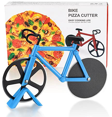 Divertente bicicletta pizza coltello ruota in acciaio inox coltello pizza doppia ruota coltello pizza utensile da cucina regalo creativo