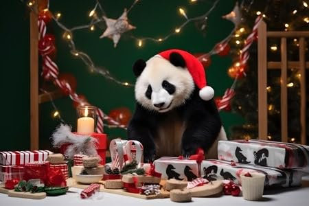 adrium Acryl-Bild 50 x 30 cm: Ein süßer Panda in weihnachtlicher Atmosphäre. Studioporträt, Vorlage für die Winterfestzeit. Generative KI (216614365)