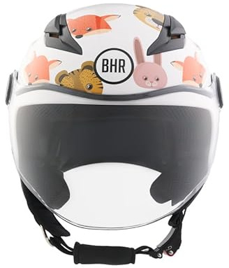 BHR Demi-Jet barn-motorcykelhjälm Demi-Jet, 838 barn-, skoterhjälm för barn/barn ECE 22.06 typgodkännande, reptåligt visir och mikrometrisk frigöring, djur, M