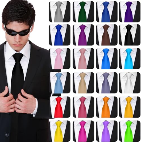 Unitype 24 Pcs Zipper Pre-tied Neckties Men's Adjustable, Assorted, Simple