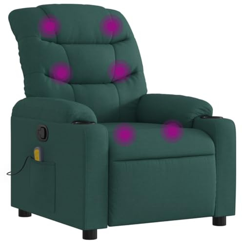 vidaXL Massagefåtölj mörkgrön tyg