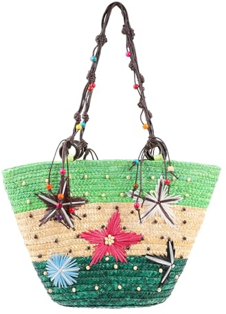 SAFIGLE Bolso De Playa Tejido Bolso De Mano Tejido A Mano Para Chica De Playa Para Mujer De Hombro Para Mujer De Ganchillo A Confiable De Playa