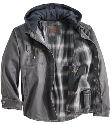 Venado Men's Carry Chore Coat - Hooded Flannel Lined Jacket (Black Bear, XL)