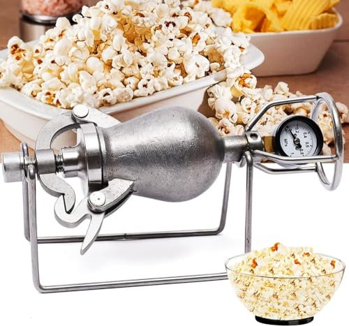 YIJIEHH Máquina De Palomitas De Maíz De Alta Presión con Asa - Estilo Vintage Nostalgia - Amplificador De Grano De Acero Inoxidable - Máquina De Palomitas Pequeña para El Hogar-268ml