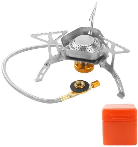 Hornillo de Gas para Camping 3500W, Hornillo de Gas para Camping con Encendido Piezoeléctrico a Prueba de Viento, Utensilios de Cocina para Camping para Picnic al Aire Libre Senderismo