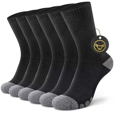 YouShow Calcetines de senderismo Merino para hombre y mujer, 3 pares de calcetines de senderismo para exteriores con acolchado antiburbujas