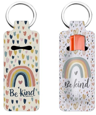 FREEBLOSS 2Pc Porte Clé Rouge a Lèvres Porte-Rouge a Lèvres Porte-Clé Porte-Rouge a Lèvres Arc-en-ciel Boho Porte-Clés Baume a Lèvres Pochette Portable pour Baume a Lèvres pour Femme