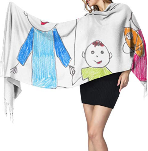 Zdlwaisw Pashmina-Schal für Kinder, Motiv: unschuldige Farben, warm, Herz, weich, Sommerschal, leicht, 196 x 68 cm, groß, weich, Pashmina, extra warm, Siehe Abbildung, Einheitsgröße
