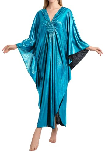 Bsubseach Kaftan Klänningar för kvinnor glittrande glitter fladdermusärm kaftan täcker strand maxiklänning myskläder, gRÖN, one size