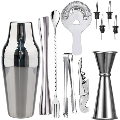 QIUYMGFG Shaker per Cocktail Kit Cocktail Boston Acciaio Inossidabile Cocktail Shaker Mixer Vino Martini Shaker per Barista Drink Party Bar Strumenti Set(Kits-G)