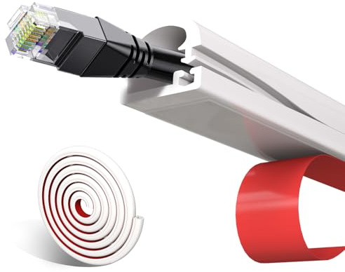 shinfly 2m Mini Blanc Goulotte Passe Cable pour Un Câble, Cache-Câbles Auto-Adhésif, Flexible Goulotte Electrique en Silicone pour Cables, Cache Fil Convient pour la Gestion des Câbles Muraux