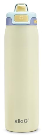 Ello Pop & Fill 22oz Stainless Steel Water Bottle with Quick Fill Technology, Double Walled and Vacuum Insulated Metal, Leak Proof Locking Lid, Sip and Chug, Reusable, BPA Free, Fresh Dew