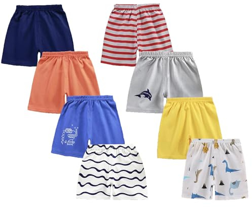 loyboon Baby pojke bomull shorts unisex småbarn baby sommar korta byxor för pojkar barn sommarkläder, set om 6 flerpack 1–5 år, Röda shorts för baby pojkar, 4-5 År