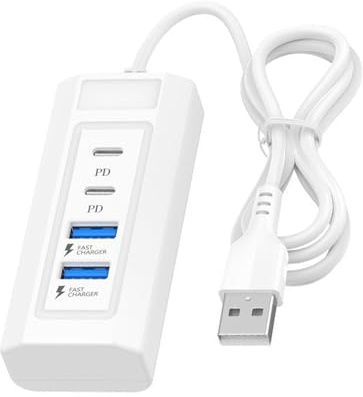 Adaptador divisor de carga USB a doble USB para teléfonos, tabletas y más con puerto de transferencia de datos