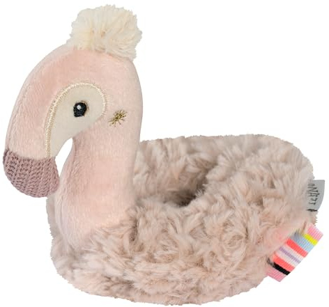 Fehn Ring-Greifling Flamingo, Motorikspielzeug mit Rassel für Babys | Motorikspielzeug mit Rassel fördert Greifen, Tasten und Hören – optimal als Geschenk zur Geburt und für unterwegs
