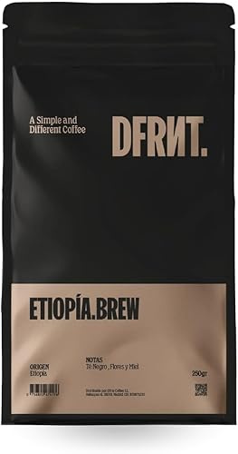 DFRNT. Ethiopia Brew 250 g – Caffè di specialità in grani (86 Punti SCA) – 100% Arabica – Note di tè nero, fiori e miele – Ideale per filtro e cold brew – Tostatura recente in Spagna