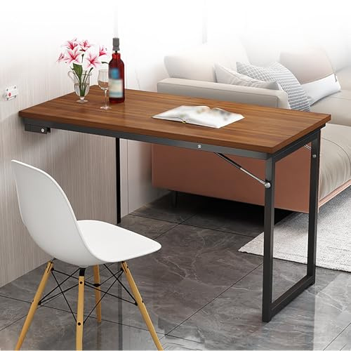 NZBZTUKUWP Table Pliante Murale en Noyer De 90 Cm, Table À Manger Pliante Murale Extra-Large en Bois Massif, Peu Encombrante(90 * 60cm)