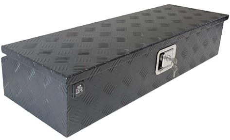 The Drive Staubox Deichselbox für Anhänger, Nutzfahrzeuge 950x320x190mm | Alu-Riffelblech | Schwarz pulverbeschichtet