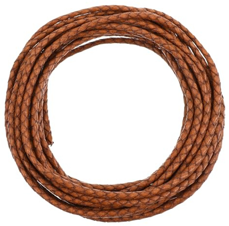5.5 Yards Vintage Brown Leather Strips, 4mm Round Braided Leather Cord for Jewelry Making, Leathers Straps for Bracelet Necklace Beading DIY Crafts