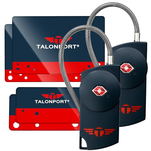 Talonport Keyless Luggage Locks TSA Approved, No Combination Needed, Lifetime Card Keys, Durable Metal Suitcase Lock for Travel Essentials & Checked Bags (Blue) (2 Pack)