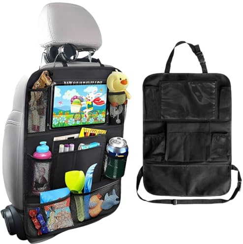 KIRZAX Supporto Tablet Auto Poggiatesta,Borsa Porta Tablet Auto - Accessorio di Viaggio, per Tablet per Bambini/Tablet/Smartphone (4,7-13 pollici), Conservazione per Piccoli Oggetti & Tazze