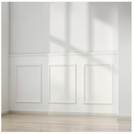 Crown Cut Dado Style Wall Panelling Kit, 3 Rectangle Frames, 42cm x 70cm, 2m Rail, Wood Finish, Includes Adhesive and Instructions CC4