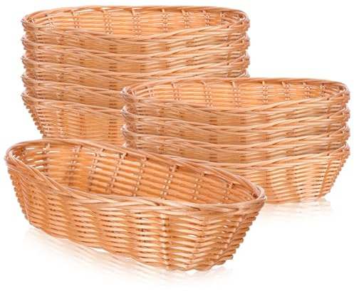 ASAKKURA Set da 10 Cestini Pane da Tavola in Plastico Intrecciato Marrone, Robusti e Facili da Trasportare per Ristorante e Caffè Ampia Capacità
