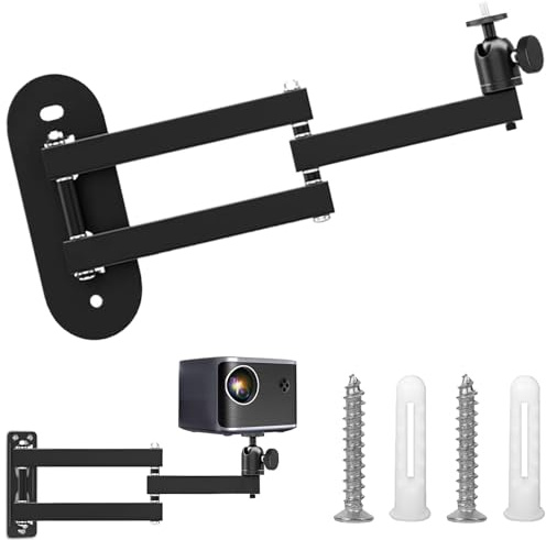 Tkxjry 40 cm projektorstativ projektorhållare vägg, projektorfäste, väggprojektorstativ, universell projektorvägghållare, med 1/4 tums gänga, vikbar och 360° roterbar, för hemmabio, spel, kontor