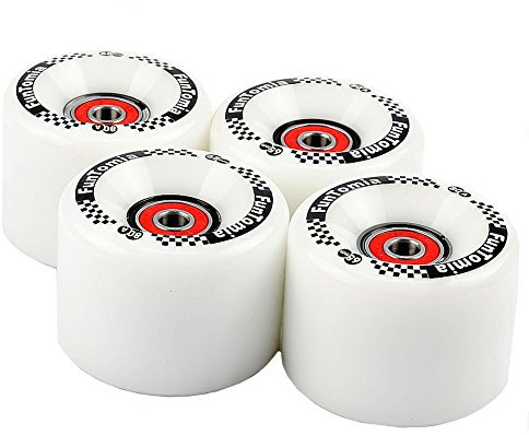 FunTomia 4 Stück Longboard/Skateboard/Mini-Board Rollen (Big Wheels) in 65x45mm 80A inkl. ABEC-9 Kugellager und Metall Spacer 80A Rollenhärte
