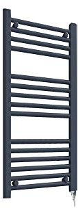 300mm(w) x 800mm(h) Straight Anthracite Electric Heated Towel Rail, Radiator, Warmer Supplied with 150 Watt Electric Heating Element (PRE-FILLED with heating solution)
