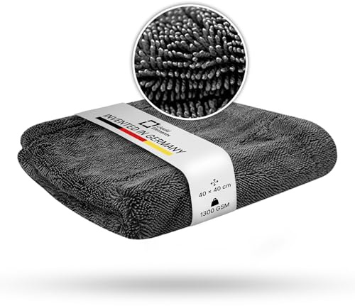 Liquid Elements Auto Trockentuch Black Hole 1300 GSM 40x40cm, fusselfrei | Mikrofasertuch zur Autopflege, extrem saugstark, oberflächenschonend