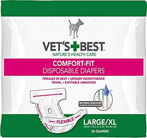 Vets Best Pannolini per cani comodi | Pannolini usa e getta per cani femminili |, L/XL, 30 ct