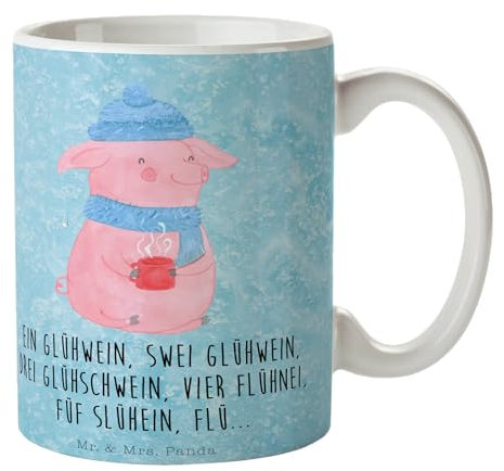 Mr. & Mrs. Panda Tasse Schweinchen Glühwein - Geschenk, Schöne Teetassen, Weihnachtsmarkt, Spruch, Kaffeetassen, Betrunken, Cappuccino Tassen,