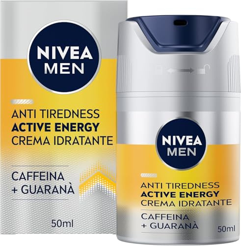 NIVEA MEN Skin Energy Crema Idratante Viso in confezione da 3 x 50 ml, Crema viso uomo rivitalizzante, Crema uomo viso energizzante arricchita con caffeina 100% naturale