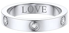 FOCALOOK 4mm breit Bandring mit CZ eingelegt für Männer Frauen Edelstahl Herren personalisiert Trauring Verlobungsring Antragsring Partnerring Hochzeit Jahrestag Schmuck Größe 62 (19.7)