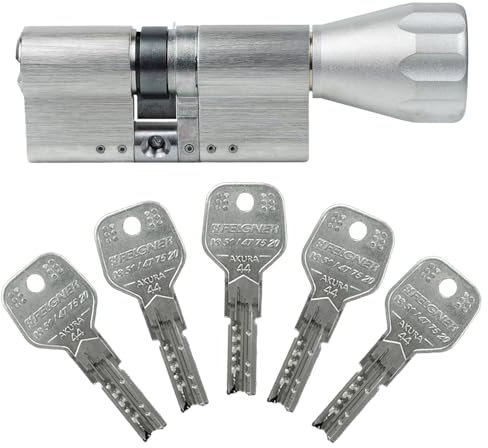 EVVA Akura 44 Knaufzylinder 40/35K inkl. 5 Schlüssel | modularer Türzylinder mit Kopierschutz Bohrschutz Ziehschutz Pickingschutz | Patentschutz bis 2037 | Sicherungskarte (Einzelschließung)