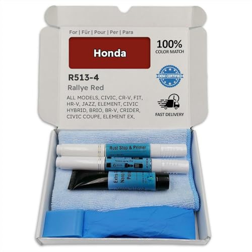 Genuine Colors Lackstift Rallye RED R513-4 für Honda Rot Civic CR-V FIT HR-V Jazz Element HYBRID BRIO BR-V CRIDER Coupe EX Ballade DX Type R CIIMO GREIZ EVERUS Accord (USA Production)