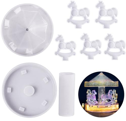 SacJkt Epoxidharz Formen Karussell, Epoxidharz Formen Silikon, DIY Epoxidharz-Formen Karussell für Harzguss, Dekoration, Hochzeit, Feenlicht, Heimdekoration Romantisch Mädchen Geschenk