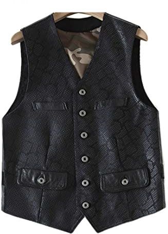 Natürliche Schaffell Männer Herbst Echte Leder Weste Echtes Wildleder Lässige Weste Top Black M