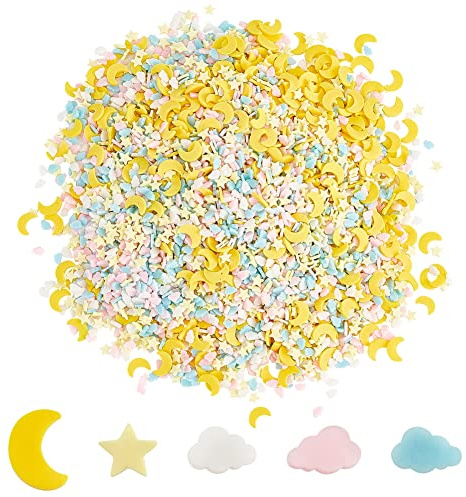 CRASPIRE Sprinkles Polymer Faux Resin Clay Star & Moon & Cloud Candy for Nail Art DIY Crafts Cake Phone Case