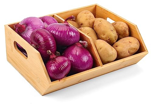 BYOA Official Kartoffel- und Zwiebel-Aufbewahrungsbehälter, Speisekammer-Organizer und Aufbewahrung, Küchenorganisation und Aufbewahrung, Bambus-Aufbewahrung, Brotkorb, Kartoffelaufbewahrung,