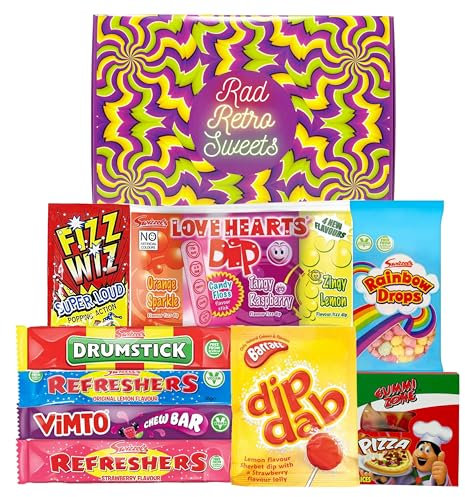 Sweets. Retro Sweets Hamper Gift Box. Present for Christmas, Stocking Filler, Happy Birthday, Thank You, Get Well Soon.